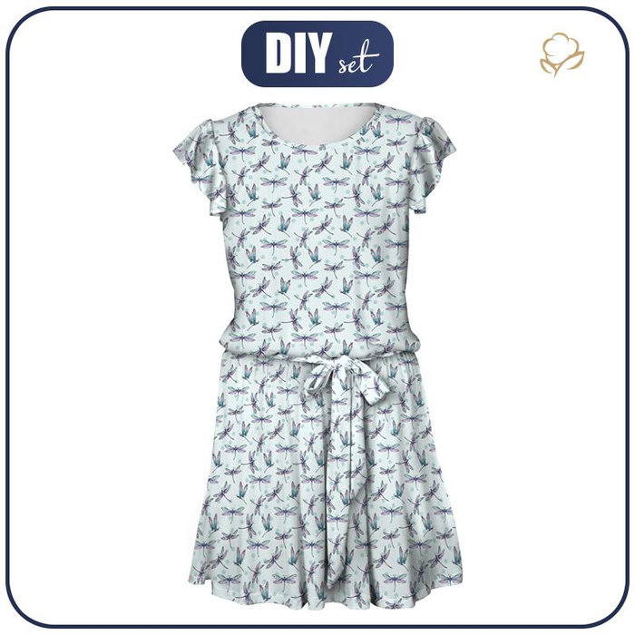DRESS "EMMA" - DRAGONFLIES pat. 2 (DRAGONFLIES AND DANDELIONS) - Viscose jersey with elastane S