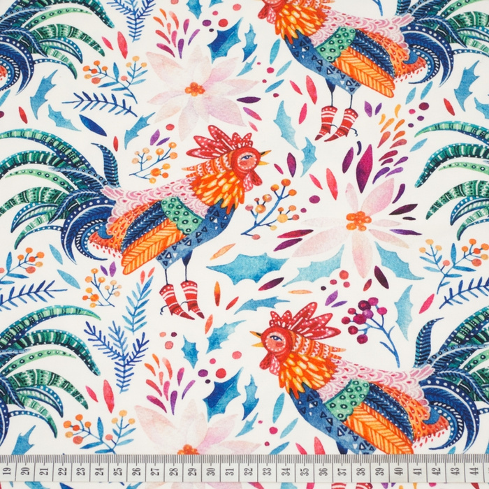 ROOSTERS / white - single jersey with elastane TE210