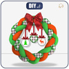 CHRISTMAS WREATH - CHECK GREEN - RED / white - sewing set