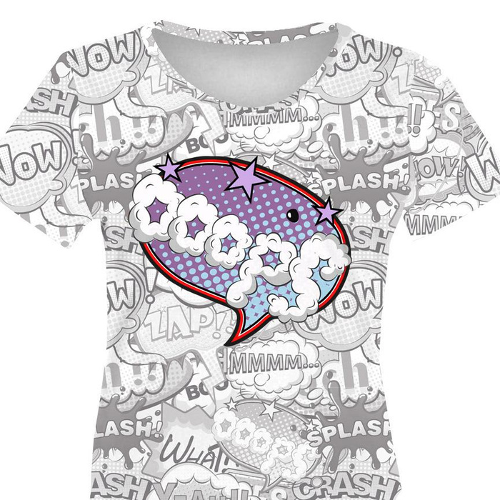 WOMEN’S T-SHIRT - COMIC BOOK / ooops (purple - red) - single jersey S
