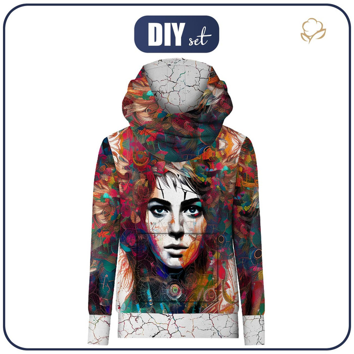 UNISEX HOODIE (HYDRA) - ABSTRACT GIRL M. 1 - Nähset L