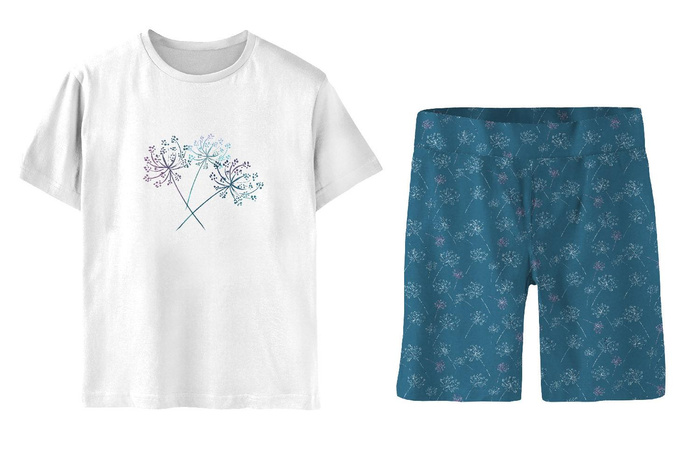 CHILDREN'S PAJAMAS "ADA" - GLITTER DANDELIONS (DRAGONFLIES AND DANDELIONS) - Bamboo Single Jersey with elastan (86/92)