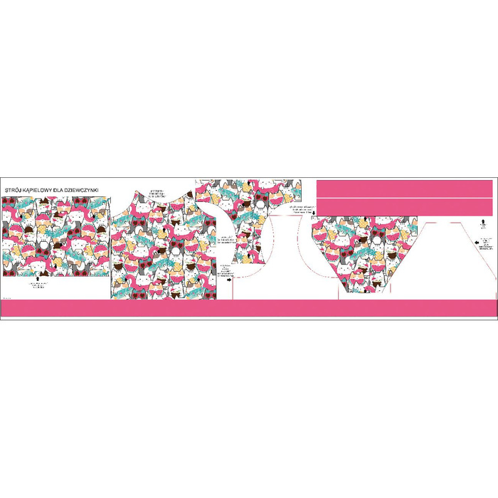 Girl's swimsuit - SUMMER CATS PAT. 1 - sewing set 134-140