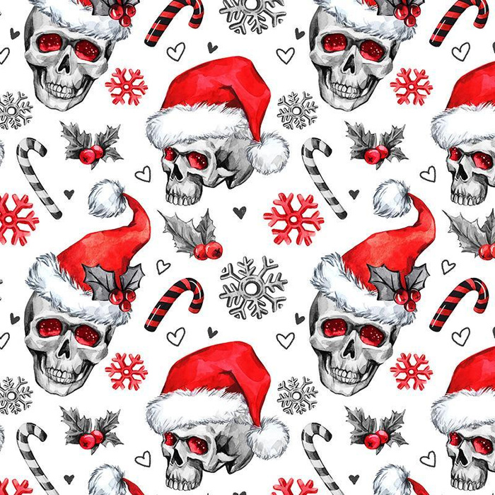 45CM CHRISTMAS SKULLS - Quilted nylon fabric