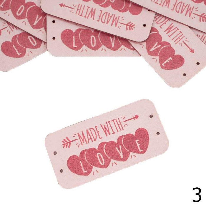 Label „MADE WITH LOVE'' 2,5x5 cm - Farben nach Wahl