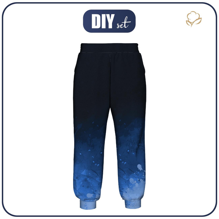 KINDER JOGGINGHOSE (ROBIN) - KLECKSE (classic blue) / schwarz - Nähset (158/164)