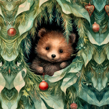 VINTAGE CHRISTMAS BEAR - panel (60cm x 50cm) SINGLE JERSEY