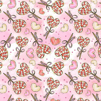 HEARTS (LOLLIPOPS) pat. 2 - Waterproof woven fabric