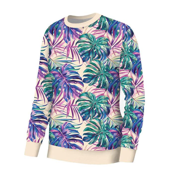 WOMEN'S SWEATSHIRT (HANA) BASIC - MONSTERA wz.10 - looped knit fabric 