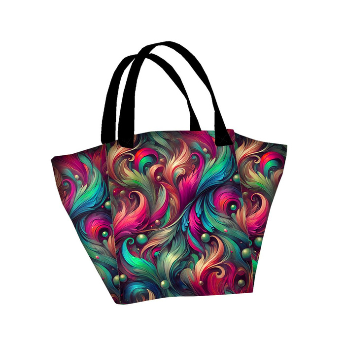 XL bag with in-bag pouch 2 in 1 - COLORFUL FEATHERS - sewing set