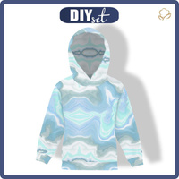 KIDS HOODIE - WATERCOLOR pat. 6 - looped knit fabric (146/152)