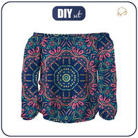 Carmenausschnitt Bluse SOFIA - BUNTE MANDALA m. 4 - Nähset XL