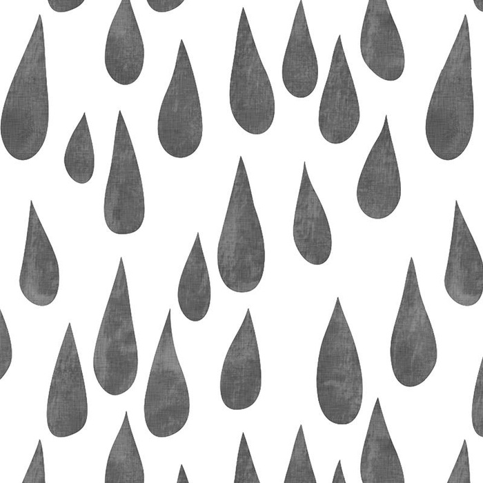 BIG DROPS (GREY) / white - Cotton woven fabric