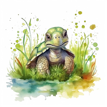 WATERCOLOR TORTOISE - panel (75cm x 80cm)