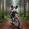 BOAR ON A BIKE PAT. 1 - panel (75cm x 80cm) SINGLE JERSEY PANEL