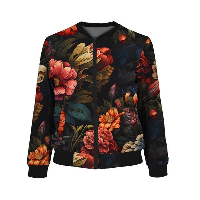 DAMEN BOMBERJACKE (KAMA) - FLOWERS AND SKULL - Nähset M