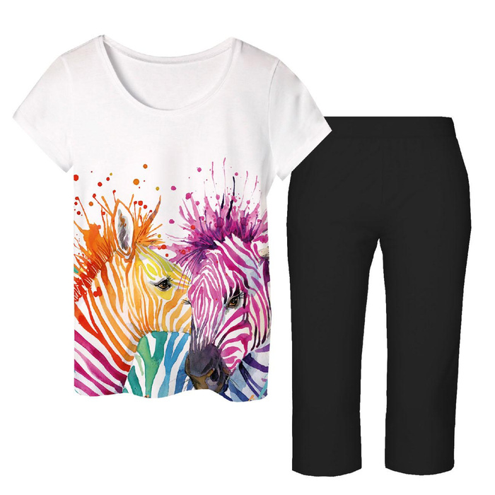 PAJAMAS-T-SHIRT - RAINBOW ZEBRAS - L