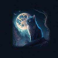 MOON CAT - Paneel (75cm x 80cm) Wintersweat angeraut mit Elastan ITY