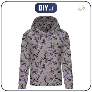 CLASSIC WOMEN’S HOODIE (POLA) - ENCHANTED MEADOW (ENCHANTED NIGHT) - looped knit fabric