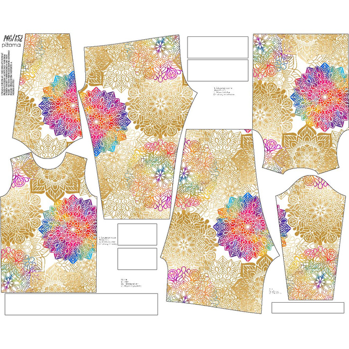 CHILDREN'S PAJAMAS " MIKI" - MANDALA pat. 3 - sewing set (86/92)