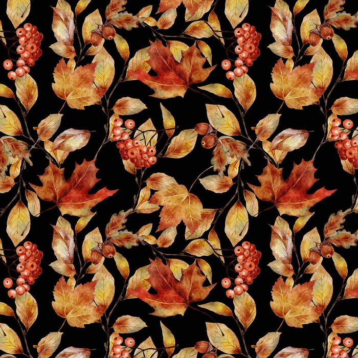 ROWAN AND ACORNS (COLORFUL AUTUMN) - Crepe