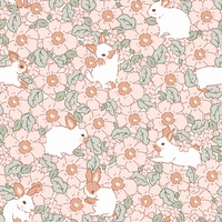 HARES ON FLOWERS - Cotton woven fabric