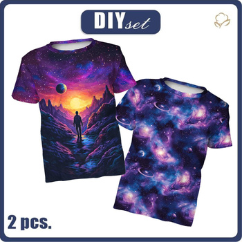 2-PACK - KID’S T-SHIRT - NEON GALAXY - sewing set (104/110)