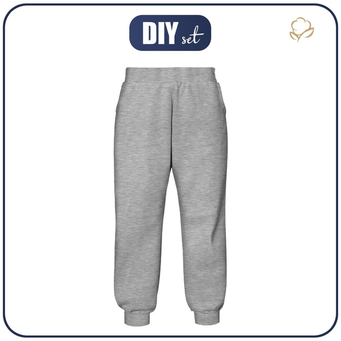KID'S JOGGERS (ROBIN) - MELANGE LIGHT GRAY - sewing set (110/116)