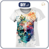 T-SHIRT DAMSKI - WATERCOLOR SKULL - zestaw do uszycia XL