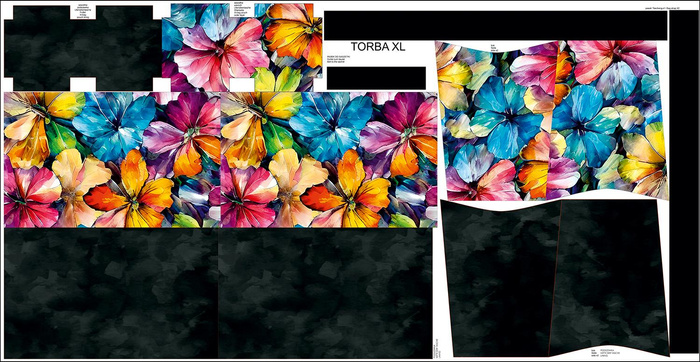 XL bag with in-bag pouch 2 in 1 - WATER-COLOR FLOWERS pat. 8 - sewing set