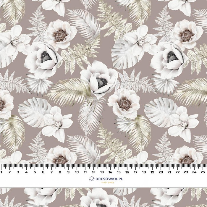 WHITE FLOWERS VZ. 3 - dzianina pętelkowa