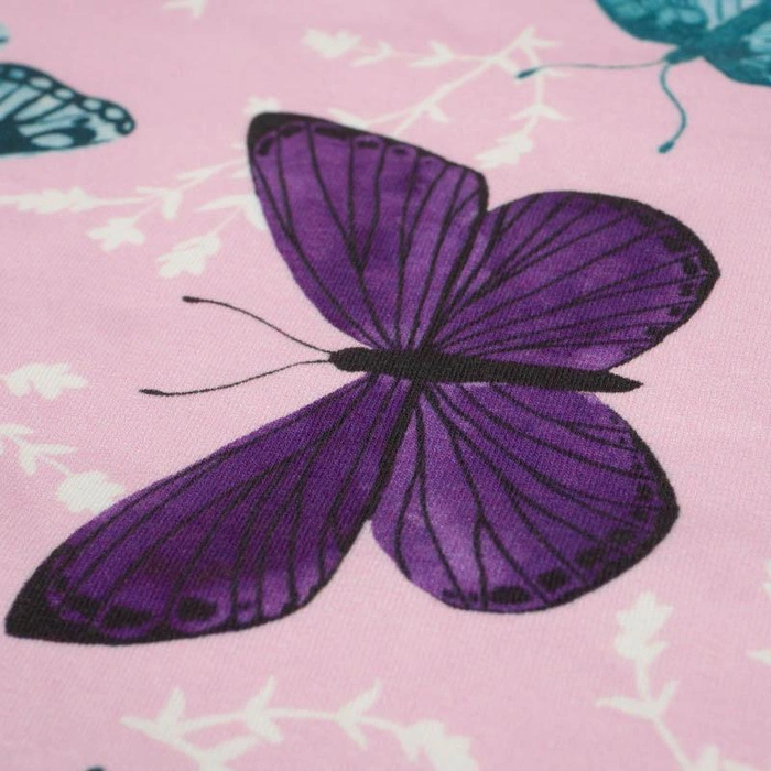 BUTTERFLIES PAT. 5 / pink (PURPLE BUTTERFLIES) - single jersey with elastane