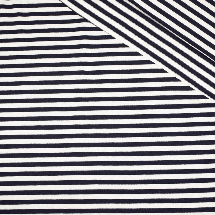 STRIPES DARK BLUE / WHITE 0,5cm x 0,5cm - Viscose jersey