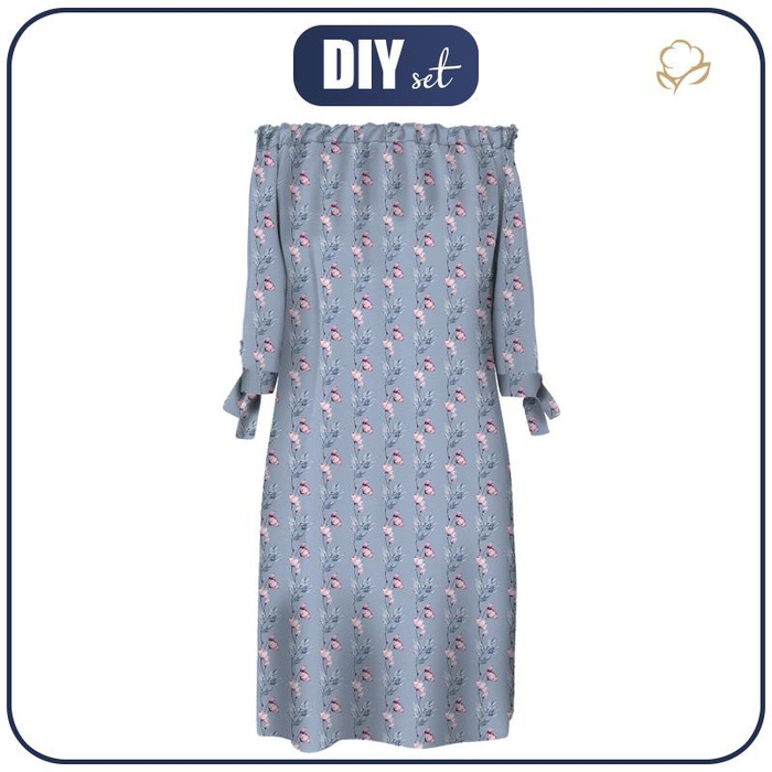 KLEID "CARMEN" - AQUARELL-STRAUß Ms. 3 - Krepp M