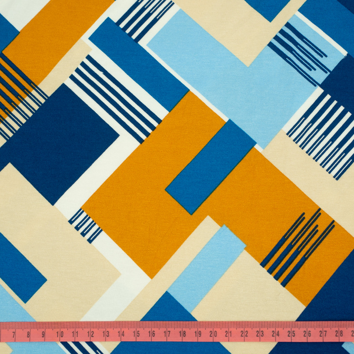 Viscose jersey - Retro Honey & Blue wz.1