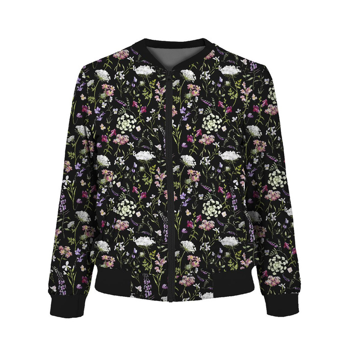 DAMEN BOMBERJACKE (KAMA) - PASTELL BLUMEN / schwarz - Nähset XXL