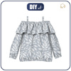 Bardot neckline blouse (VIKI) - WHITE LEAVES - sewing set