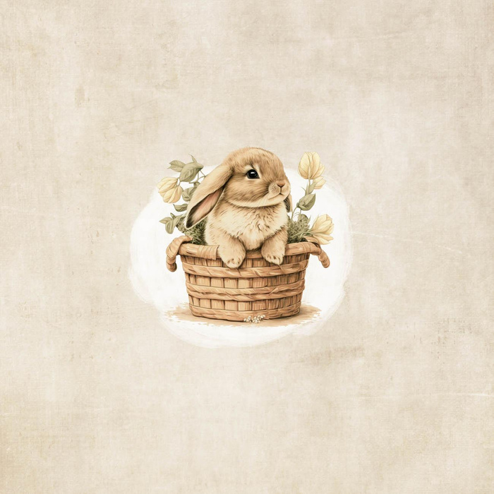 BUNNY IN A BASKET PAT. 2 - panel (60cm x 50cm) looped knit