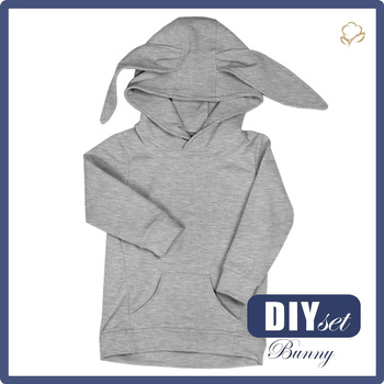 BLUZA DZIECIĘCA BUNNY (PARIS) - MELANŻ JASNOSZARY - zestaw do uszycia