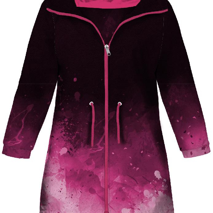 KINDERPARKA (ARIEL) - KLECKSE (fuchsie) / schwarz - Softshell (122/128)