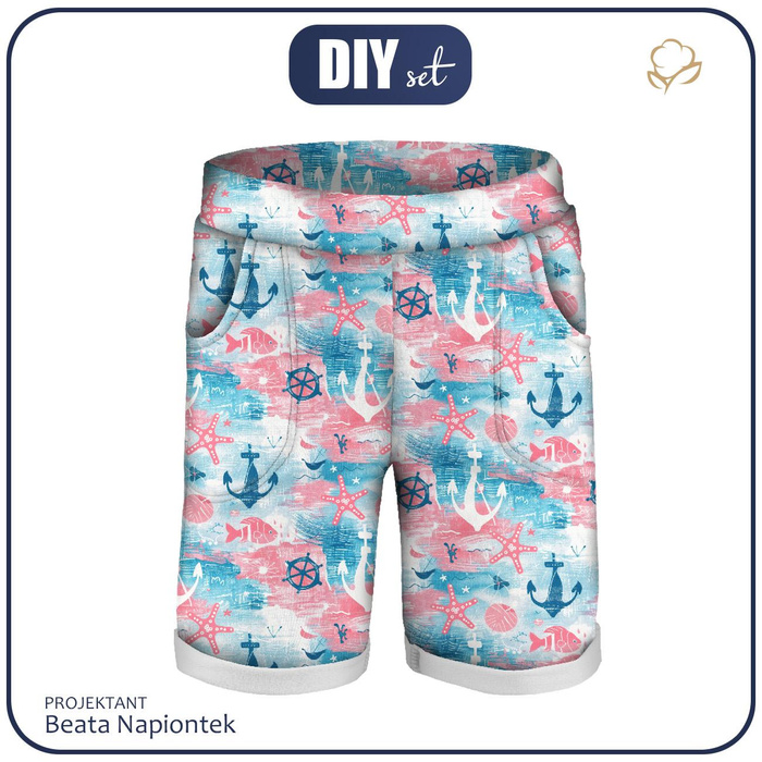 KID`S SHORTS (RIO) - MARINE pat. 5 - looped knit fabric 
