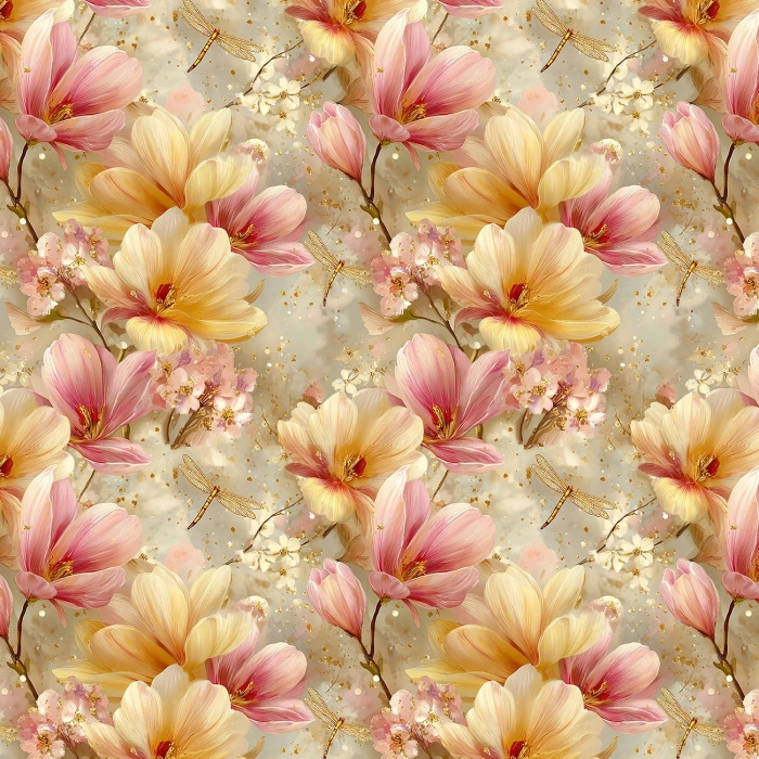 MAGNOLIA FLOWERS - Minky plyš