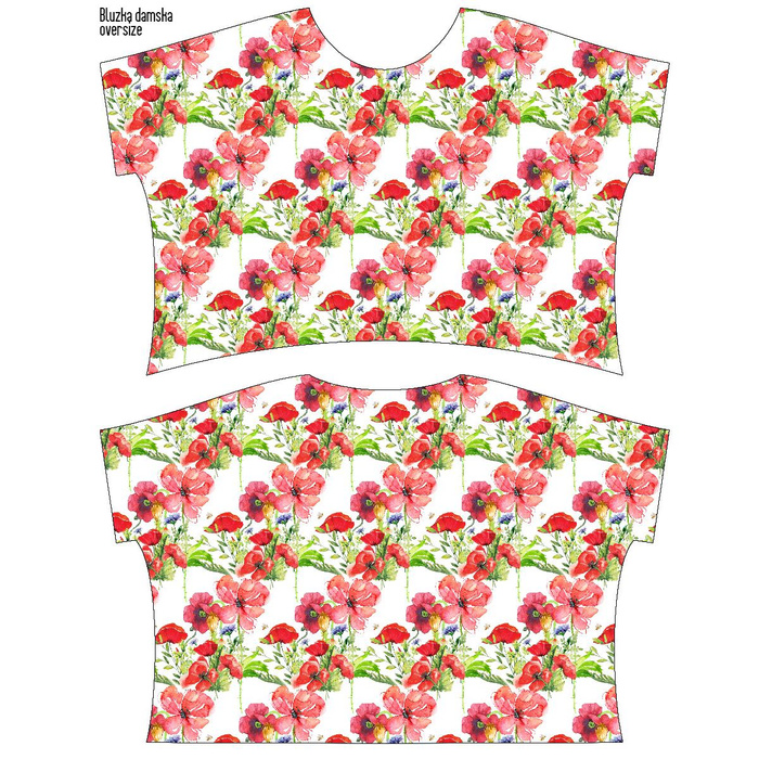 FLIMSY OVERSIZE BLOUSE "ELENA" - POPPIES PAT. 2 (IN THE MEADOW) - sewing set