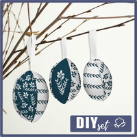 7 EASTER EGGS SEWING SET - SMALL LEAVES pat. 2
