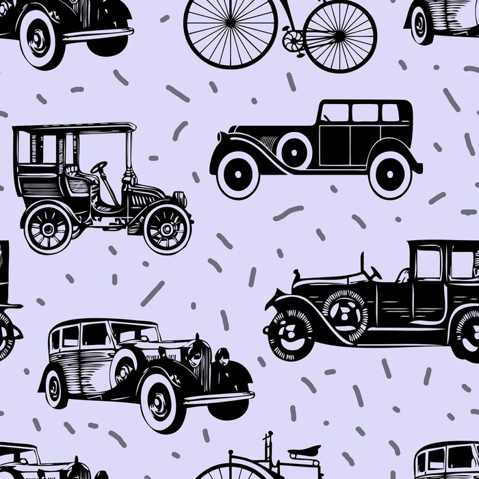 BLACK OLD CARS - lekka dzianina drapana