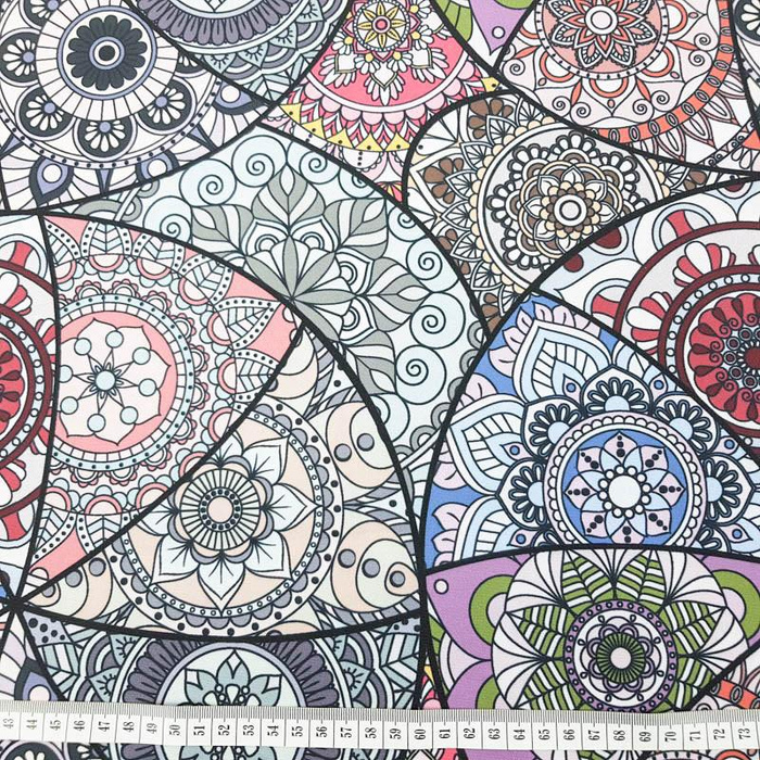 STAINED GLASS / aqua - Waterproof woven fabric