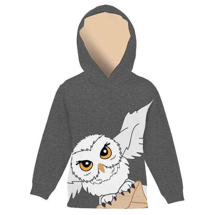 KID'S HOODIE - OWL (MAGIC SCHOOL) - looped knit fabric (122/128)