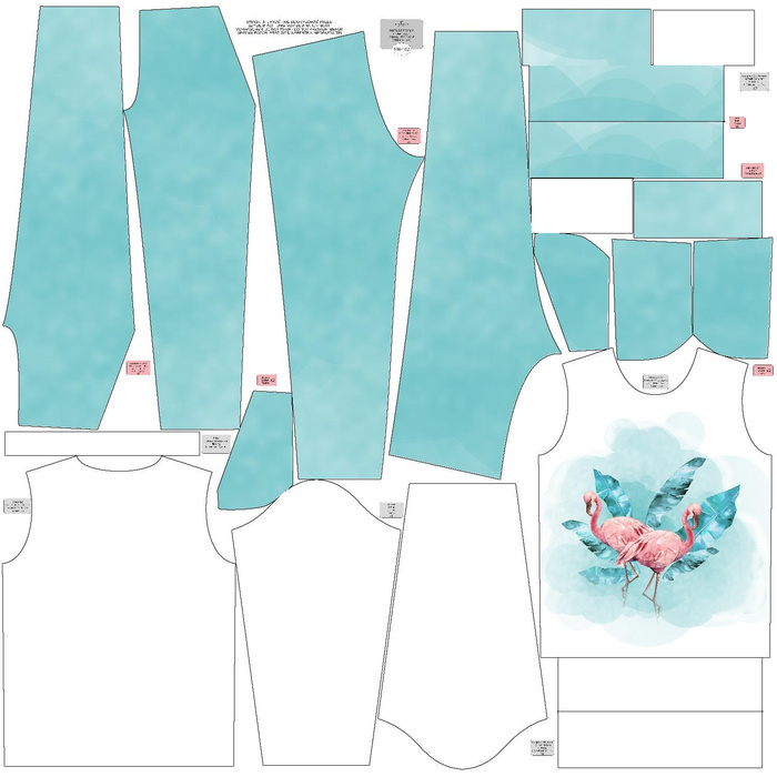 Jogginganzug für Kinder (MILAN) - FLAMINGOS Ms. 2 / weiß - Nähset