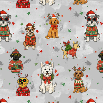 CHRISTMAS DOGS WZ. 1 - tkanina wodoodporna