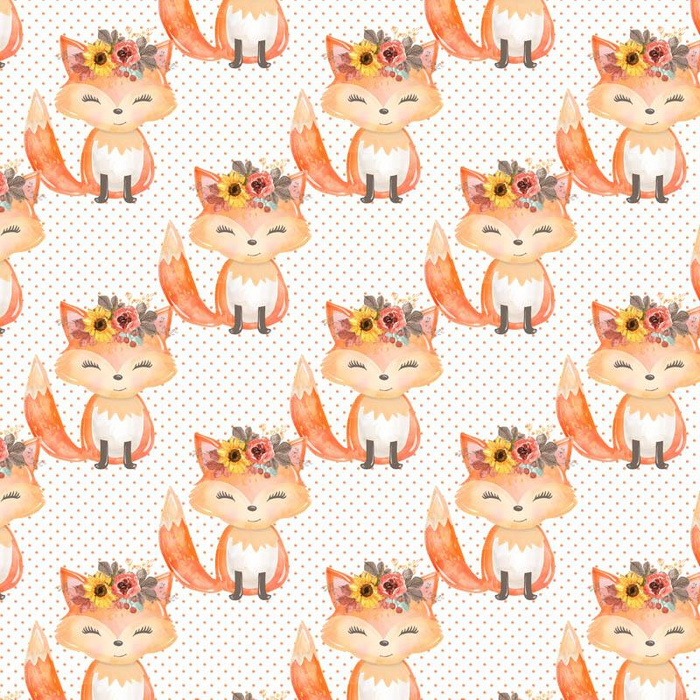 FOXES AND DOTS / white (FOXES AND PUMPKINS) - single jersey with elastane